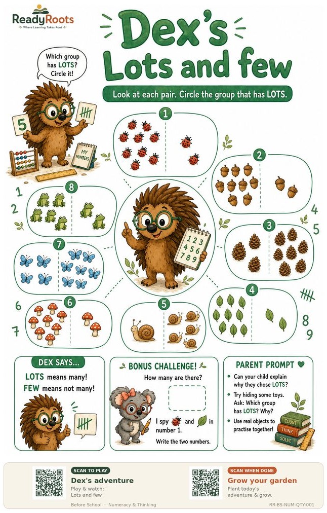 Dex's Lots & Few printable worksheet