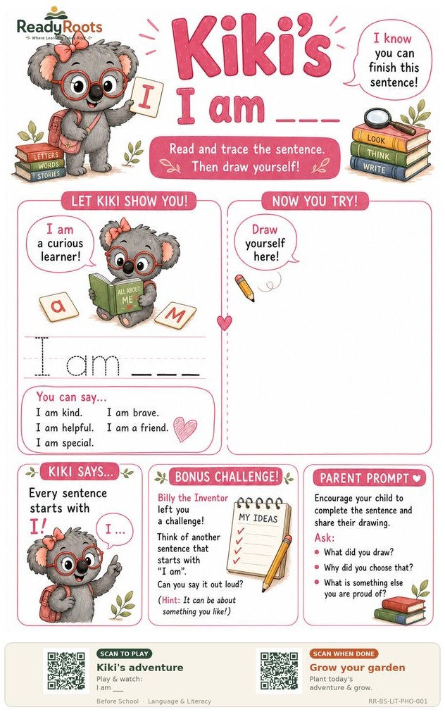 Kiki's I Am printable worksheet